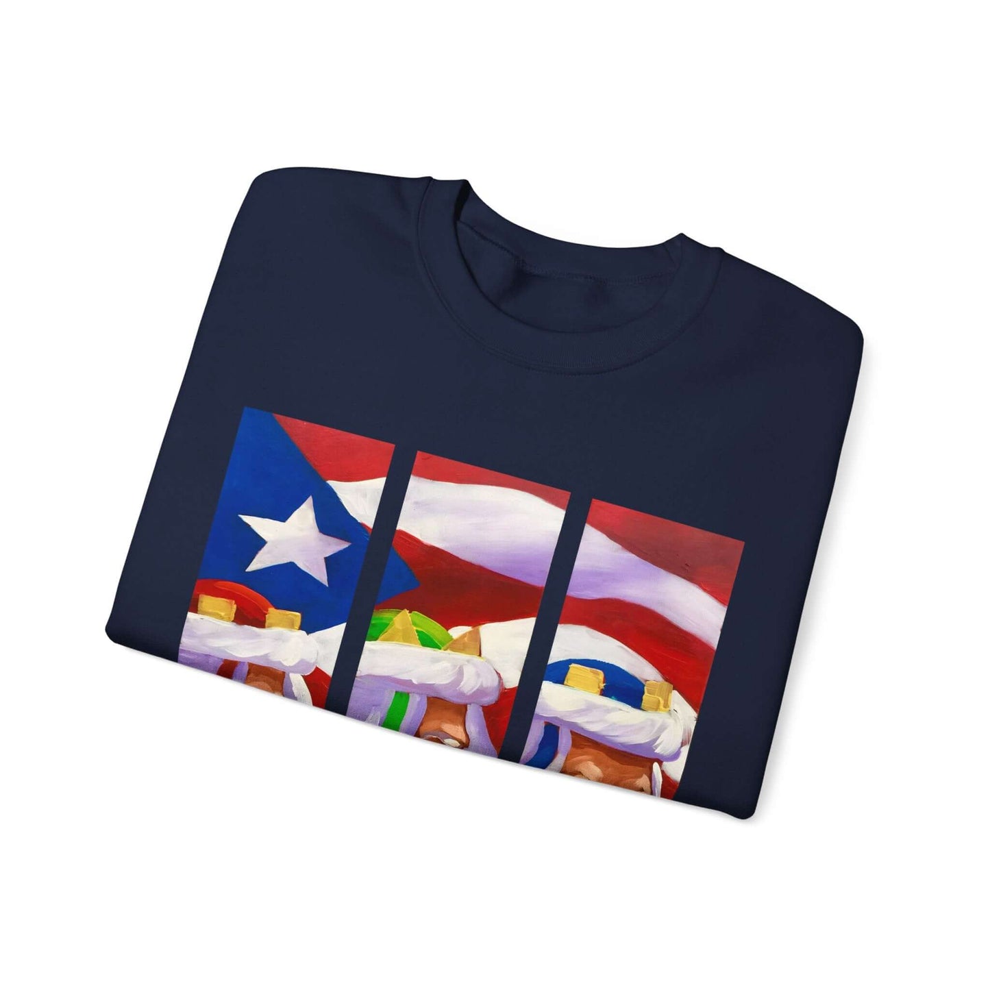 Festive Three Kings Holiday Sweater - Cream-Colored Cozy Delight with Puerto Rican Flag Sky