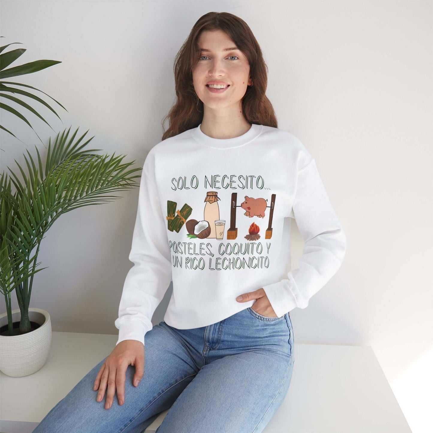 Cozy Holiday Sweater - Puerto Rican Cuisine Graphic Tee - Pasteles, Coquito, Lechon Cito - Festive Winter Fashion