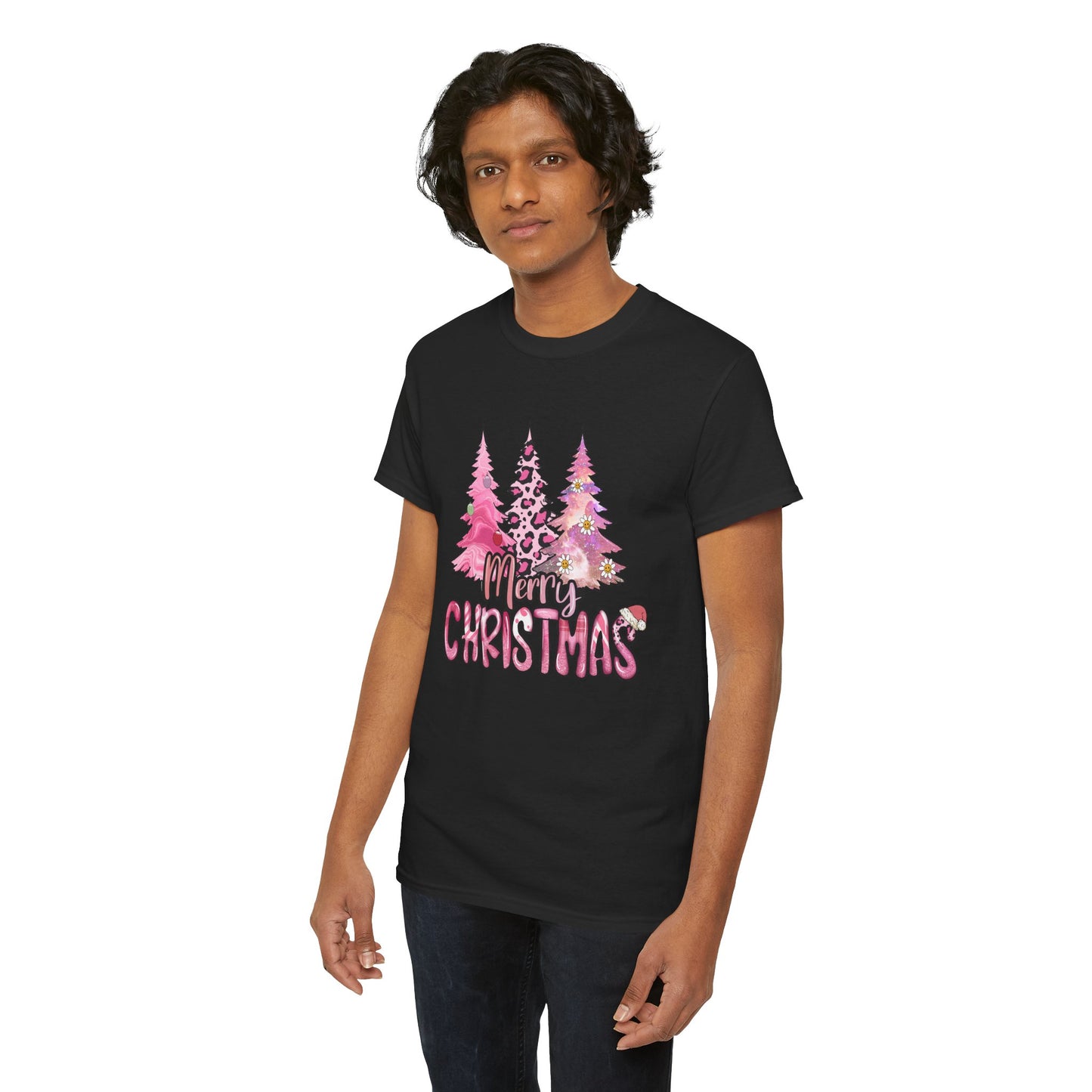 Merry Christmas - Trendy Pink and Black Christmas Trees