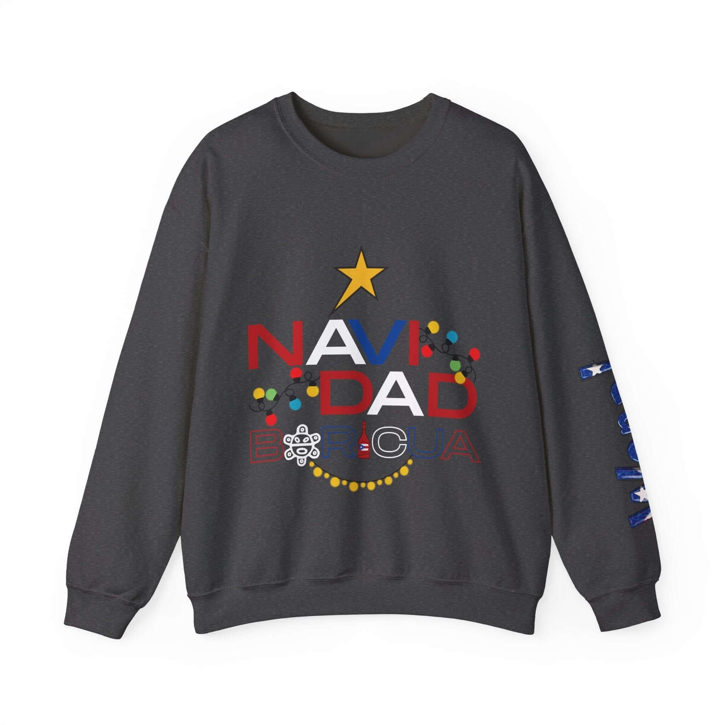 Unique Christmas Sweater, Vibrant Holiday Themed Prints on Left Sleeve, Perfect for Celebrating the Festive Season in Style