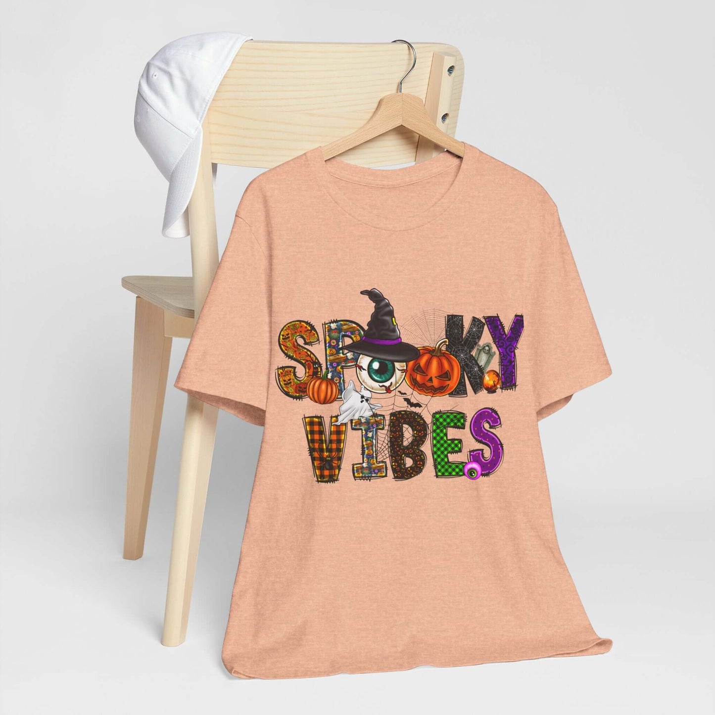 Halloween Vibes Women's T-shirt - Spooky Mischievous Goblins and Fluttering Bats - Cartoon Scary Tee for Halloween Outfits and Tingling Fun.