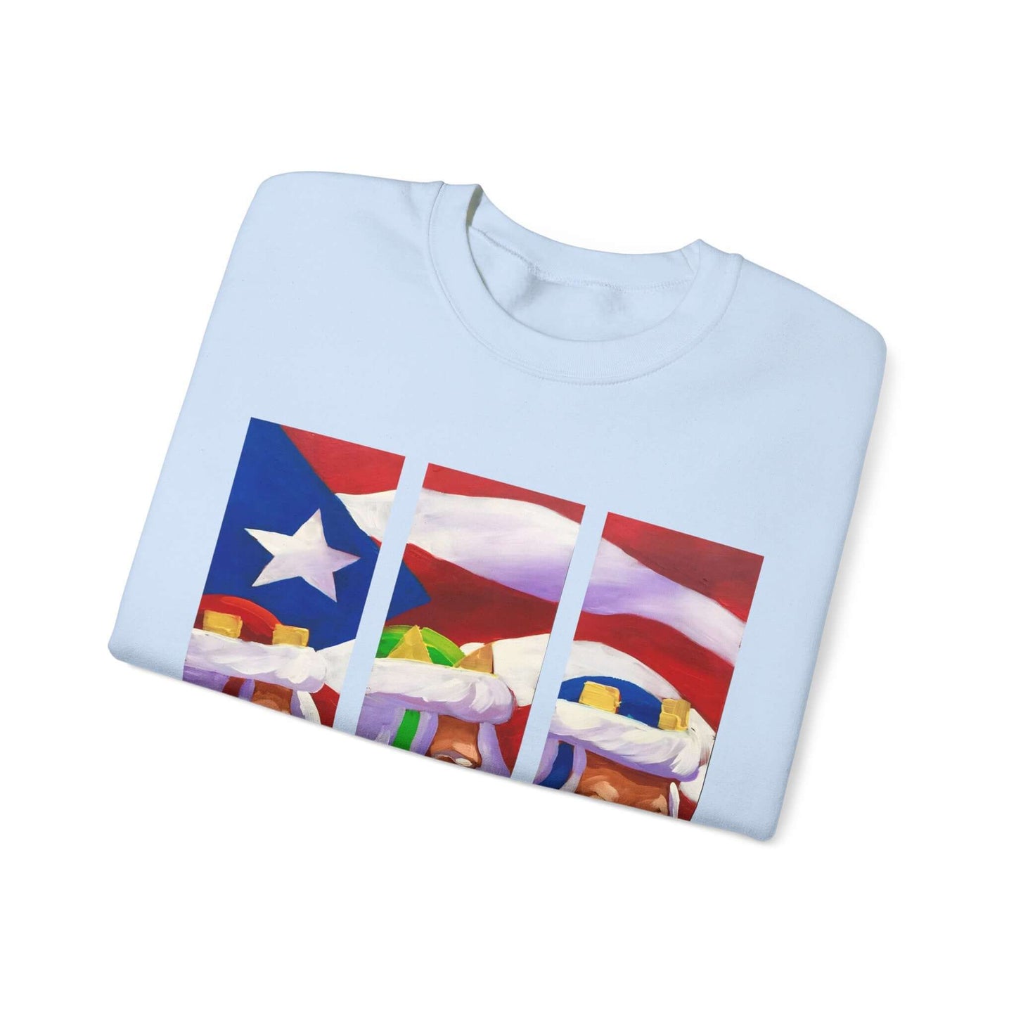 Festive Three Kings Holiday Sweater - Cream-Colored Cozy Delight with Puerto Rican Flag Sky