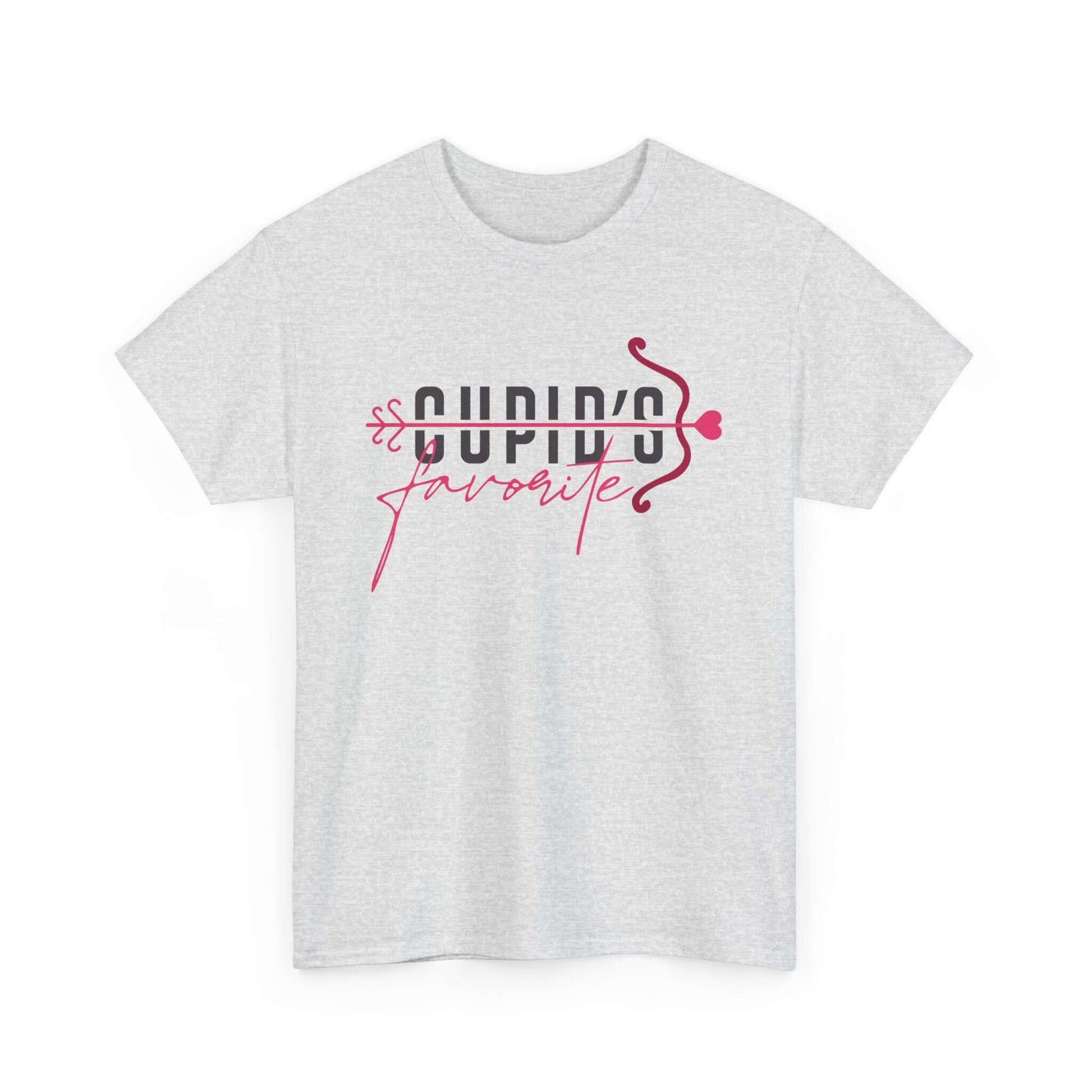 Cupid's Favorite T-Shirt in grey, perfect for a romantic Valentine's Day outfit with playful design and comfort.