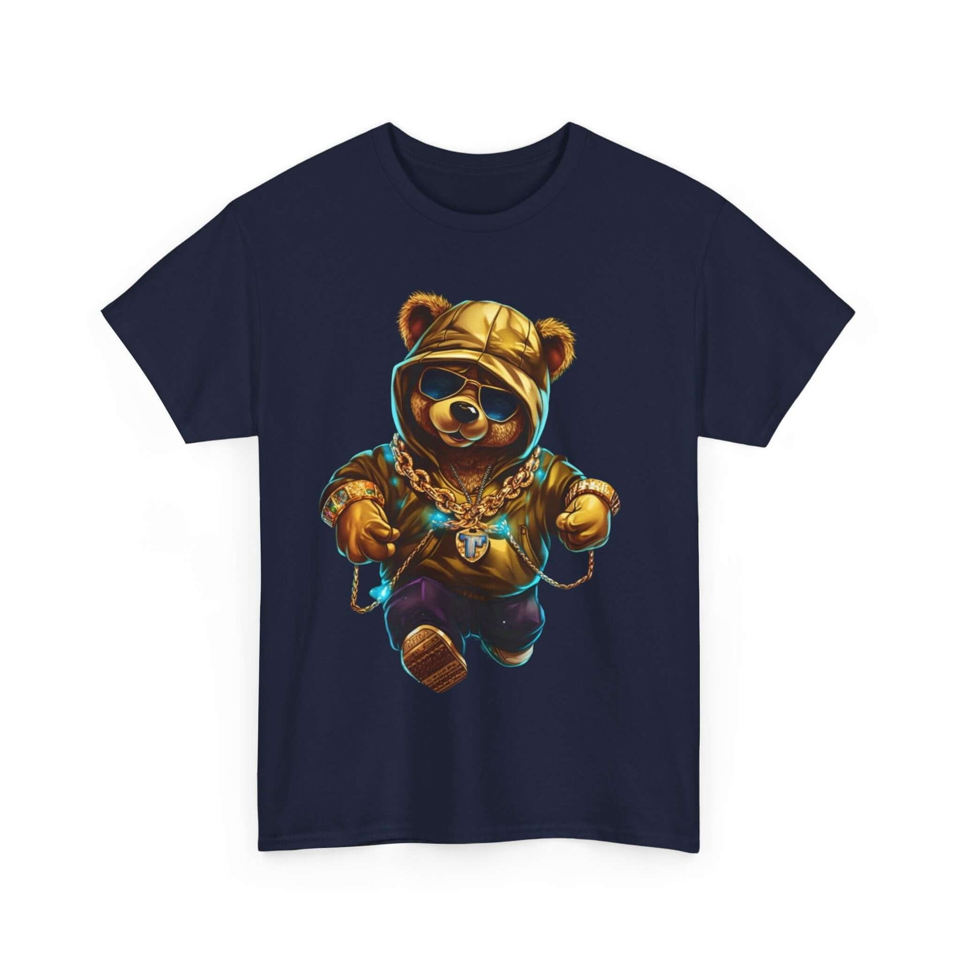 Bling Hip Bear Tee featuring a cool bear in a hoodie and sunglasses with bling design, perfect for playful casual wear.