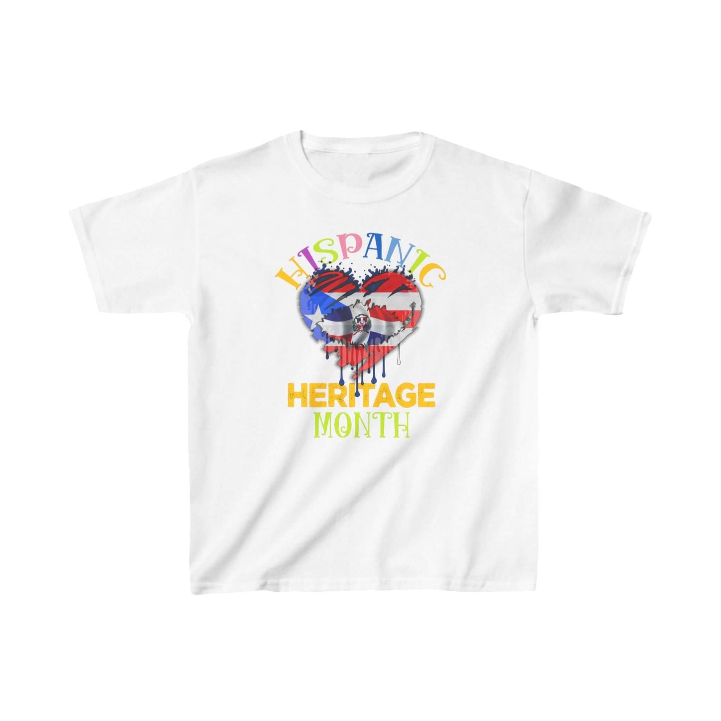 Kids T-Shirt Hispanic Heritage Month PR and SD Heart Blend Flag Tee