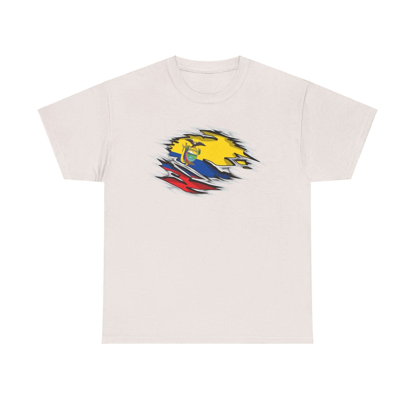 T-Shirt Ecuador Ripped Flag Colors Unisex Heavy Cotton Tee