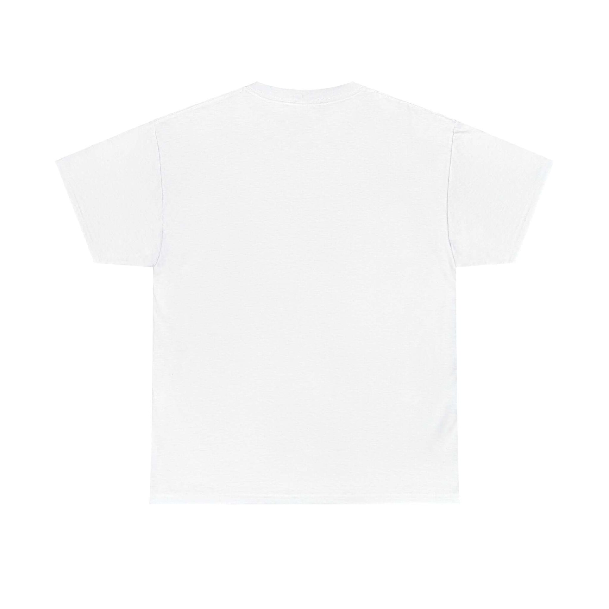 Back view of a plain white T-shirt for casual wear, ideal for layering and everyday comfort.