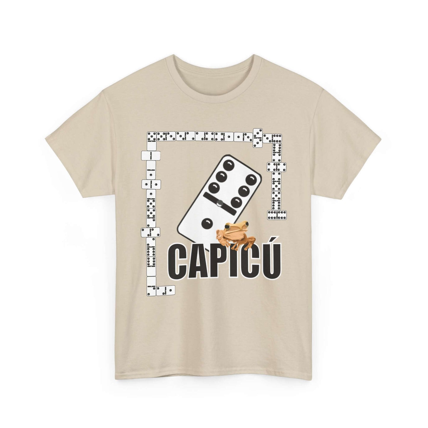 CAPICÚ Black T-Shirt - Unique Domino Design with Whimsical Coqui Accent"