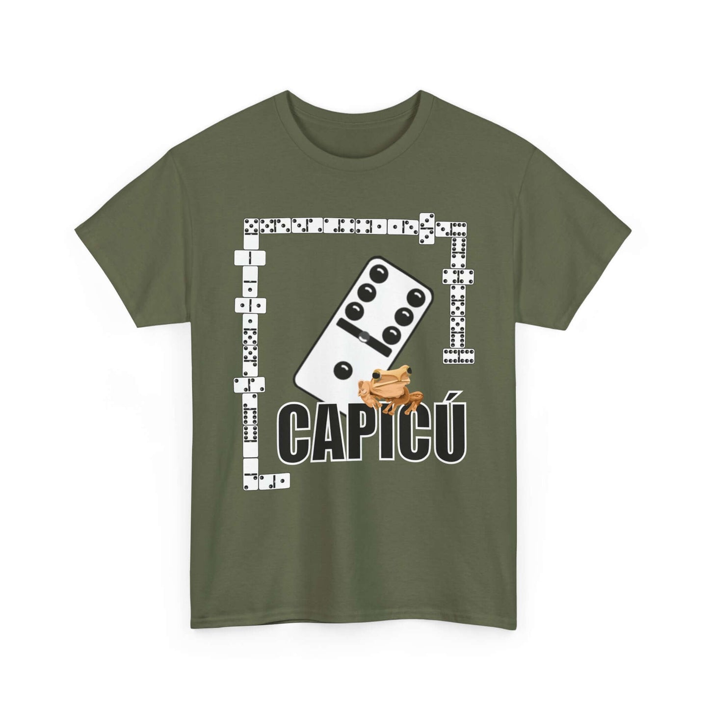 CAPICÚ Black T-Shirt - Unique Domino Design with Whimsical Coqui Accent"