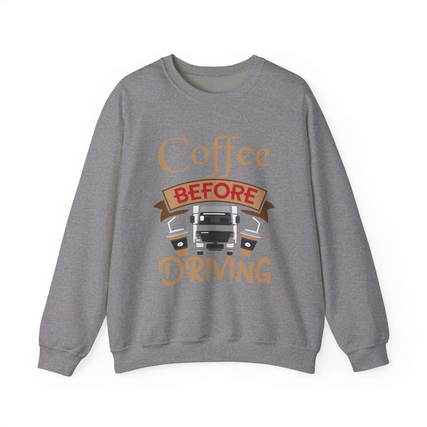 Vintage Car & Coffee Lover Grey Crewneck - Cozy Casual Statement Sweatshirt