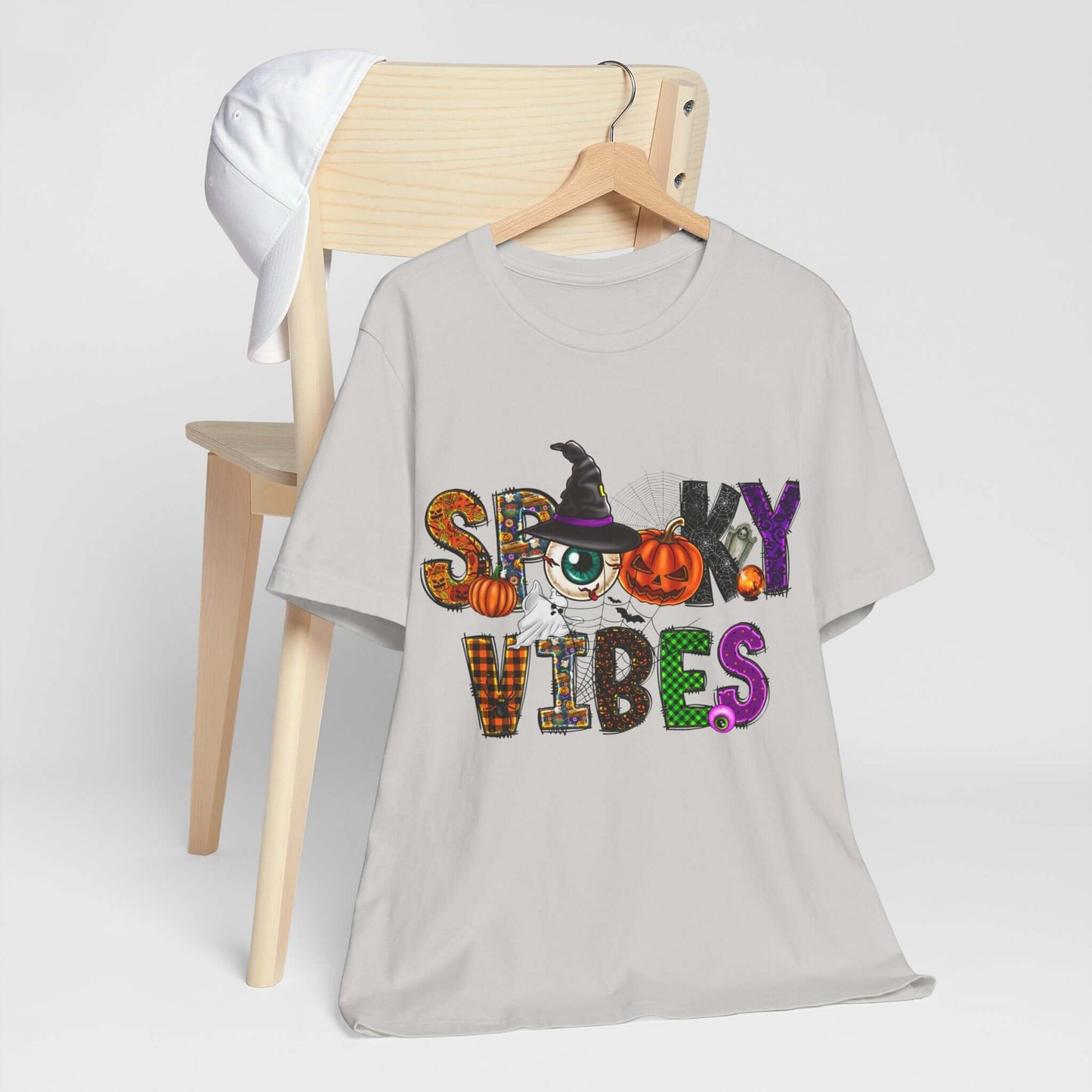 Halloween Vibes Women's T-shirt - Spooky Mischievous Goblins and Fluttering Bats - Cartoon Scary Tee for Halloween Outfits and Tingling Fun.