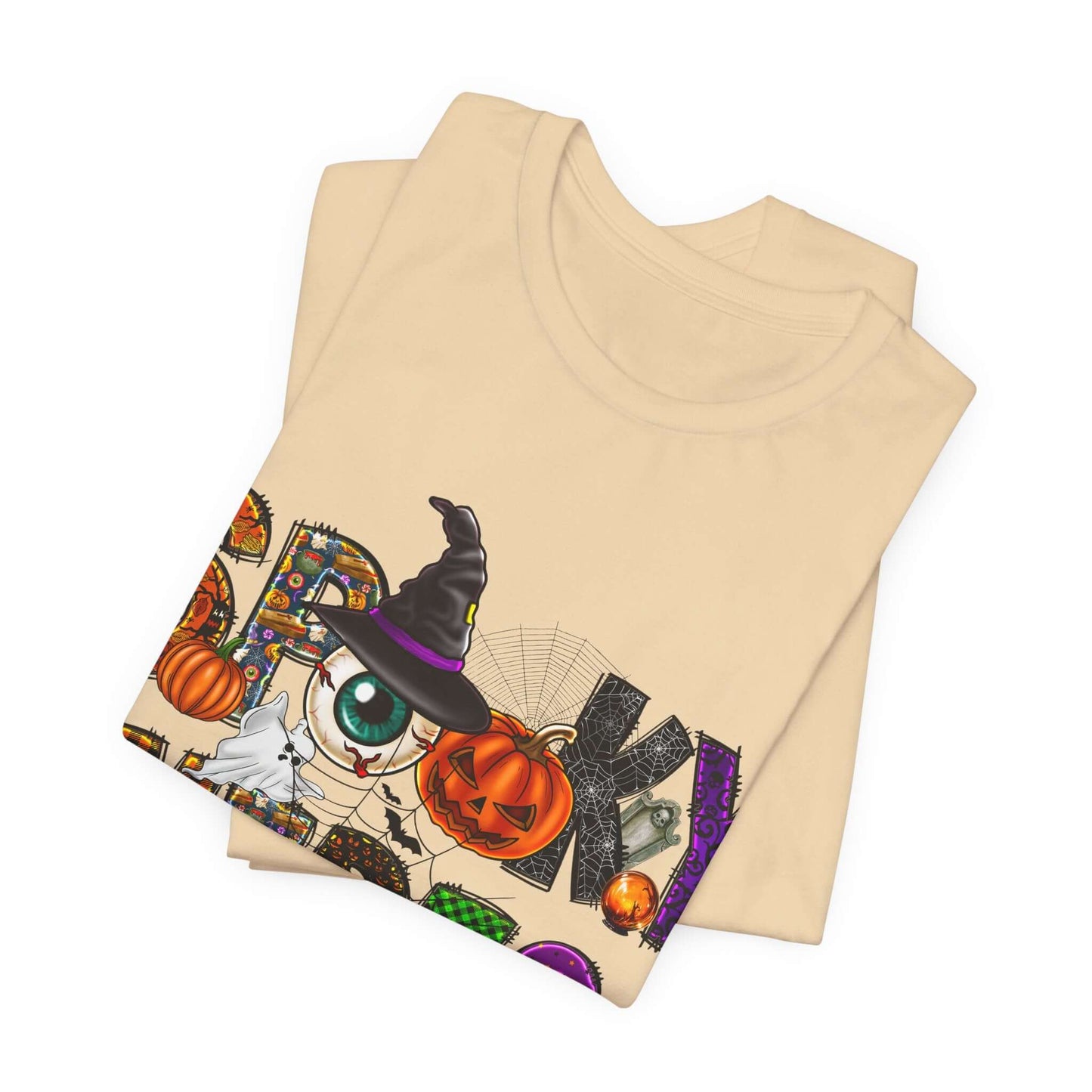 Halloween Vibes Women's T-shirt - Spooky Mischievous Goblins and Fluttering Bats - Cartoon Scary Tee for Halloween Outfits and Tingling Fun.