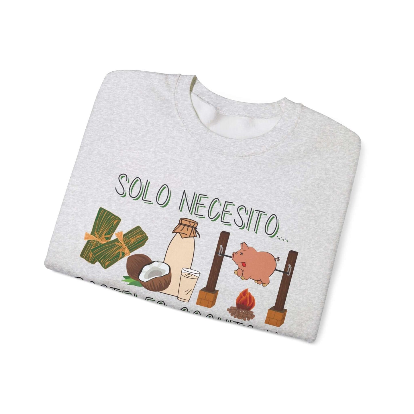 Cozy Holiday Sweater - Puerto Rican Cuisine Graphic Tee - Pasteles, Coquito, Lechon Cito - Festive Winter Fashion