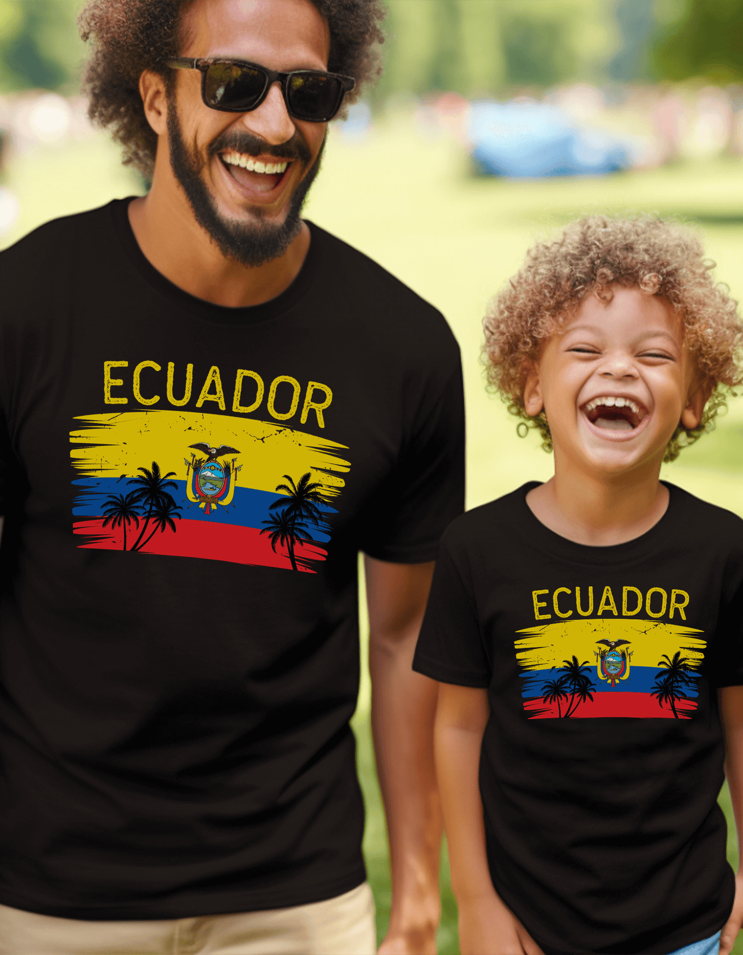 Ecuador Brushed Flag Colors Palm Trees Tee